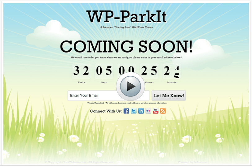 WordPress Premium Theme- WP-ParkIt Coming Soon