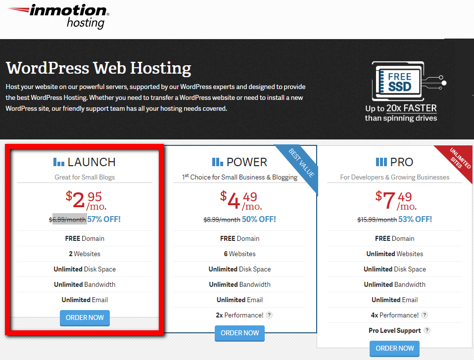 cheap wordpress hosting by inmotionhosting