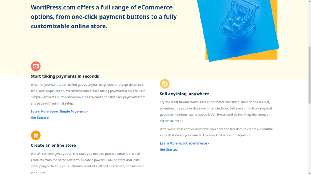 WordPress.com ecommerce website hosting