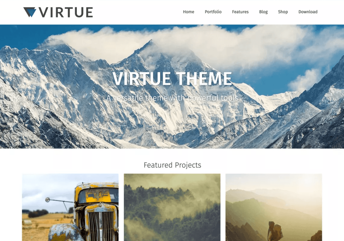 virtue Most Popular Free Responsive WordPress Themes
