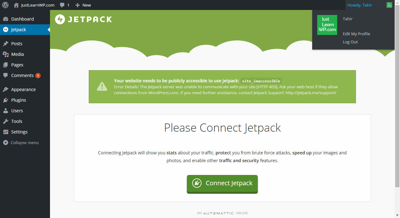 Your website needs to be publicly accessible to use Jetpack site_inaccessible