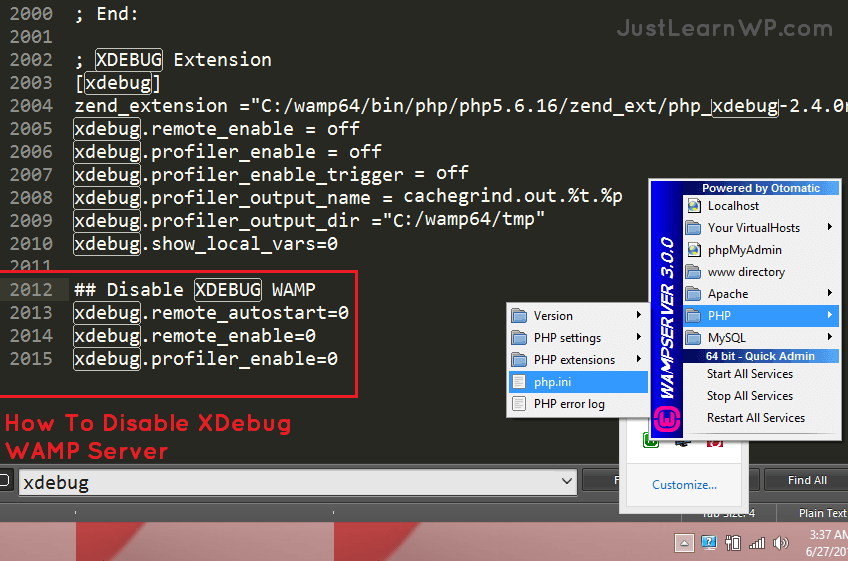How To Disable XDebug WAMP Server