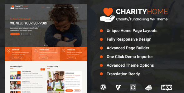 Charity Home - Charity/Fundraising WordPress Theme for charity websites