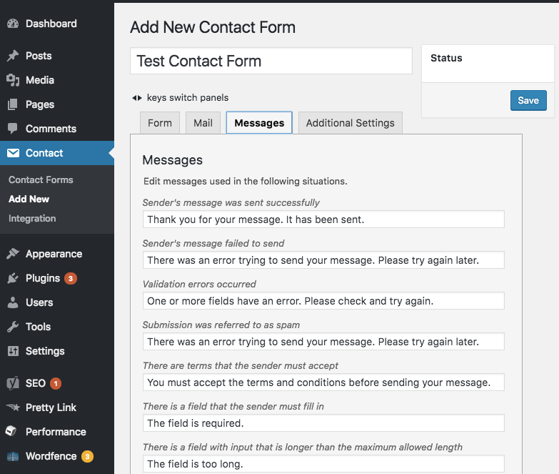 customize contact form 7 messages