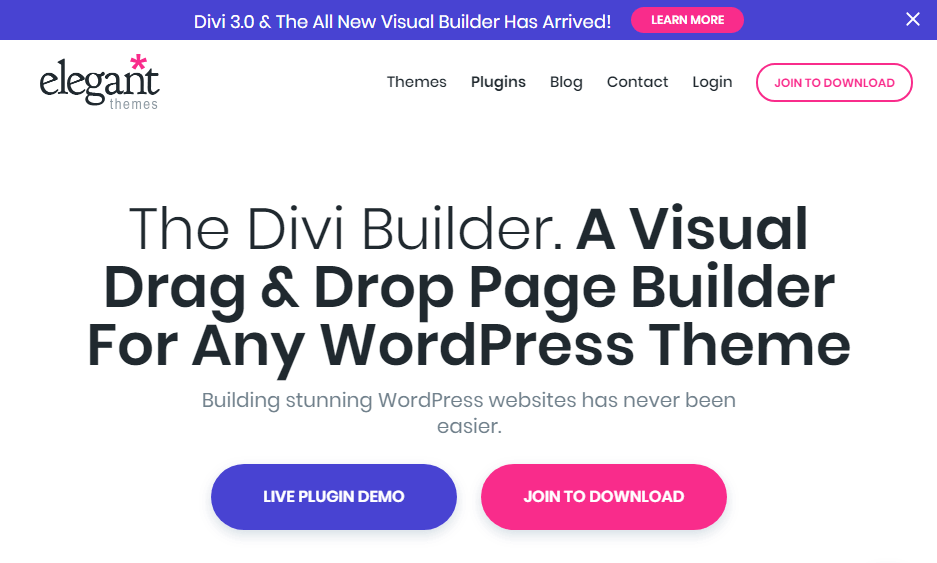 The Divi Builder Drag & Drop Page Builder Plugin For WordPress.