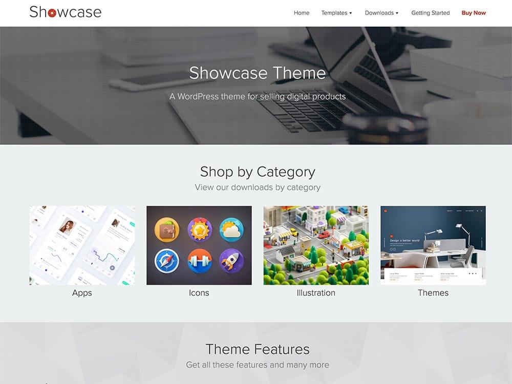 showcase WordPress theme