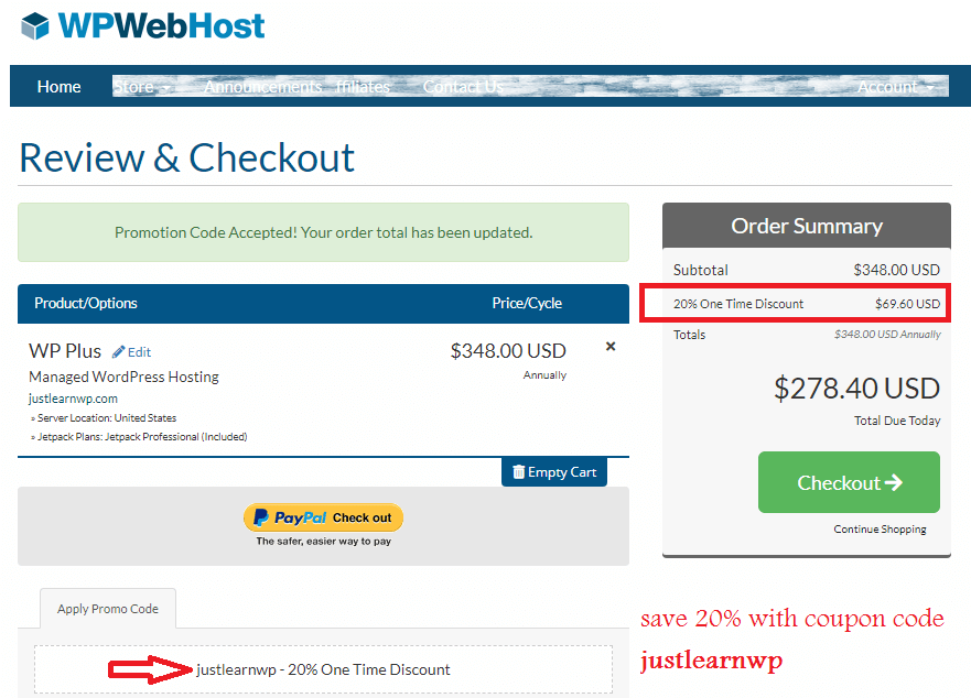 WPWebHost Review - coupon code