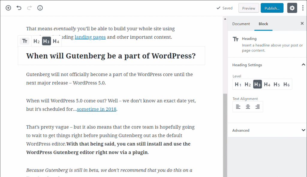 layout block Gutenberg editor WordPress