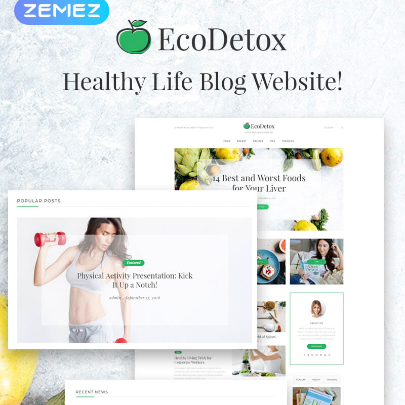 EcoDetox - Healthy Food Blog Elementor WordPress Theme