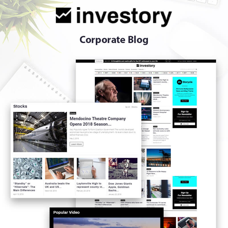 Investory - Corporate Blog Elementor WordPress Theme